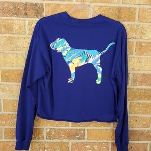 Tropical cropped long sleeve tee